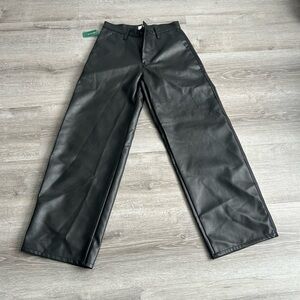 NEW Black Faux Leather Wide-Leg Pants size small